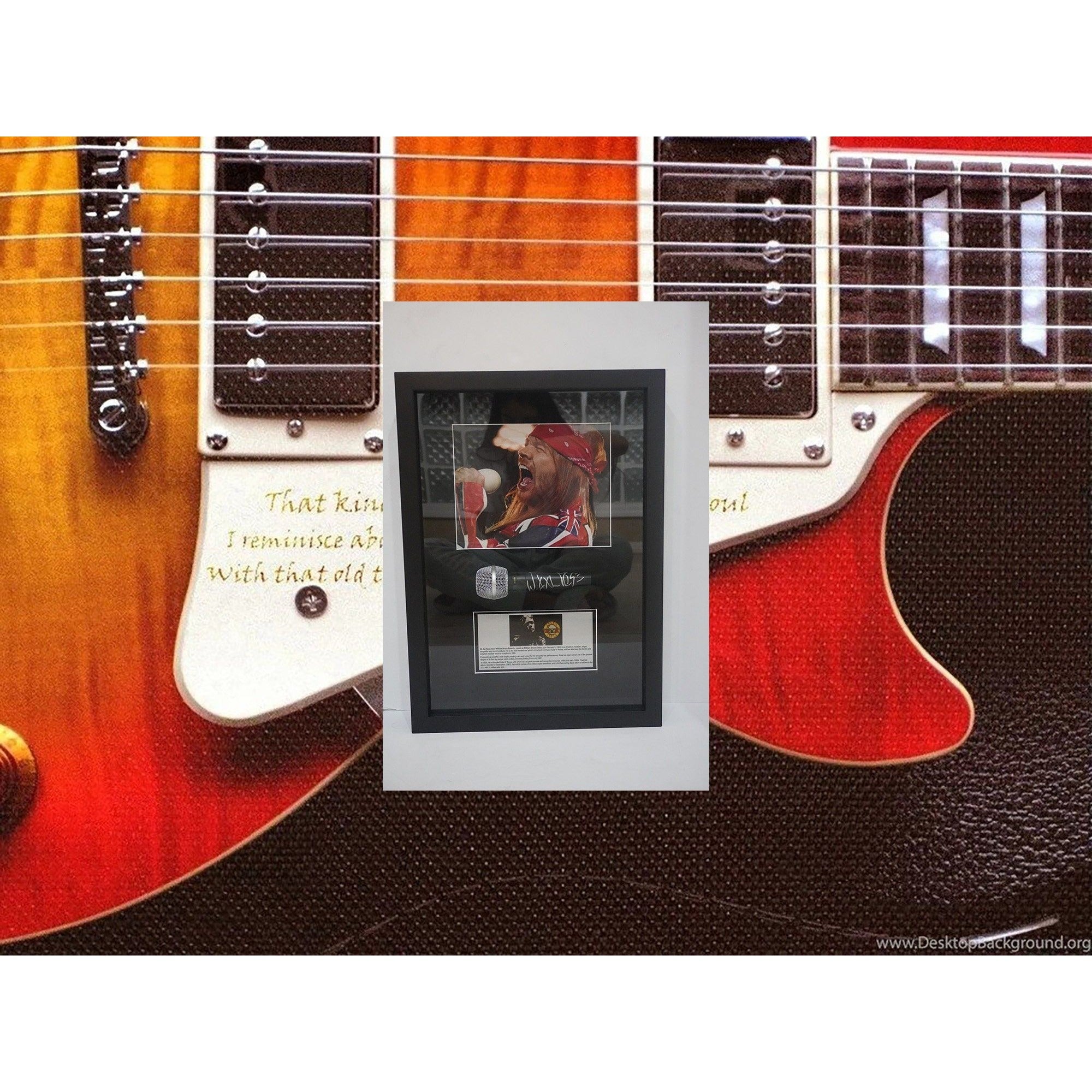 W. Axel Rose signed and framed microphone with proof