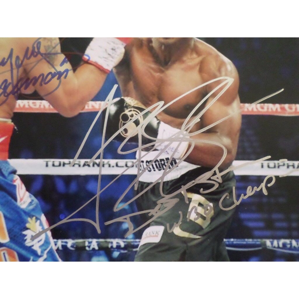 Manny Pacquiao and Timothy Bradley Junior 8 by 10 signed photo