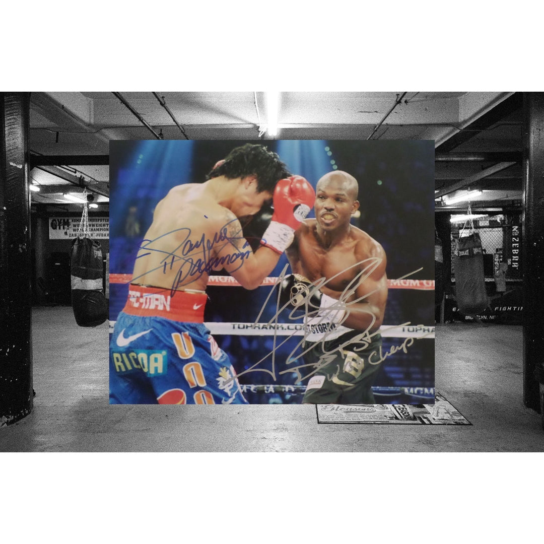 Manny Pacquiao and Timothy Bradley Junior 8 by 10 signed photo - Awesome Artifacts 