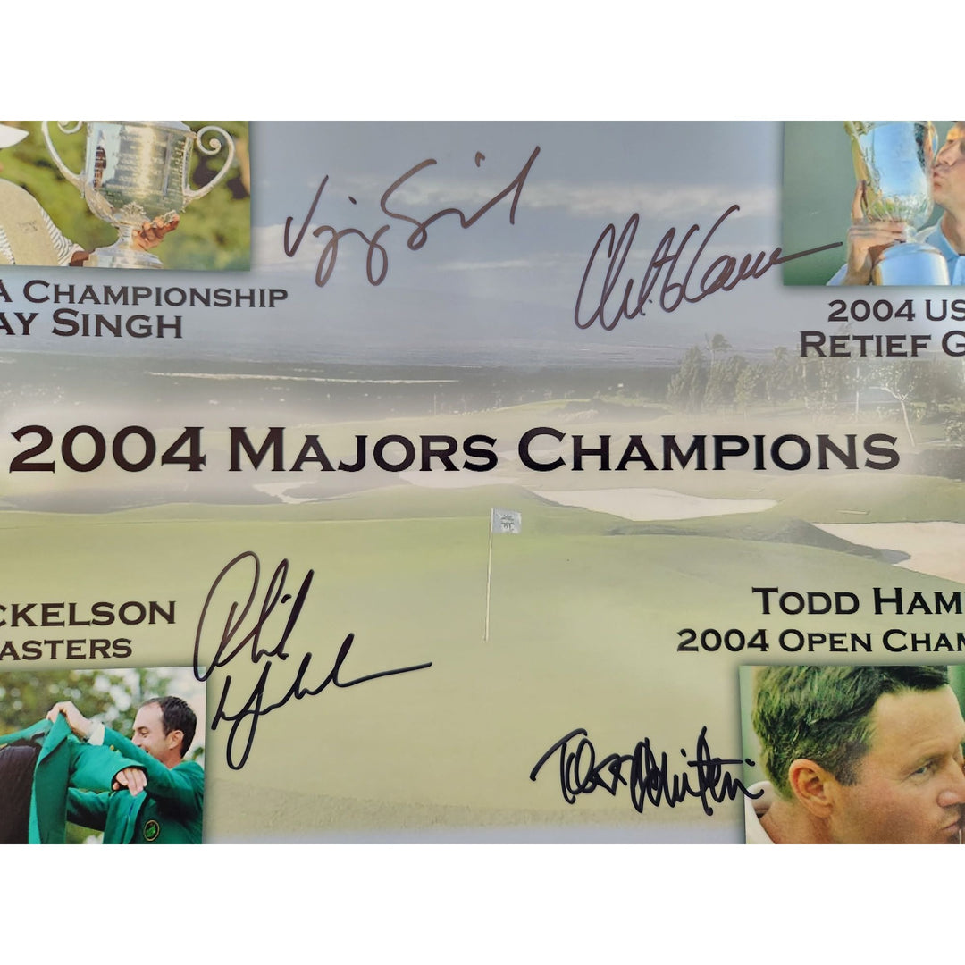 Phil Mickelson retief Goosen Vijay Singh Todd Hamilton 11x17 photo signed