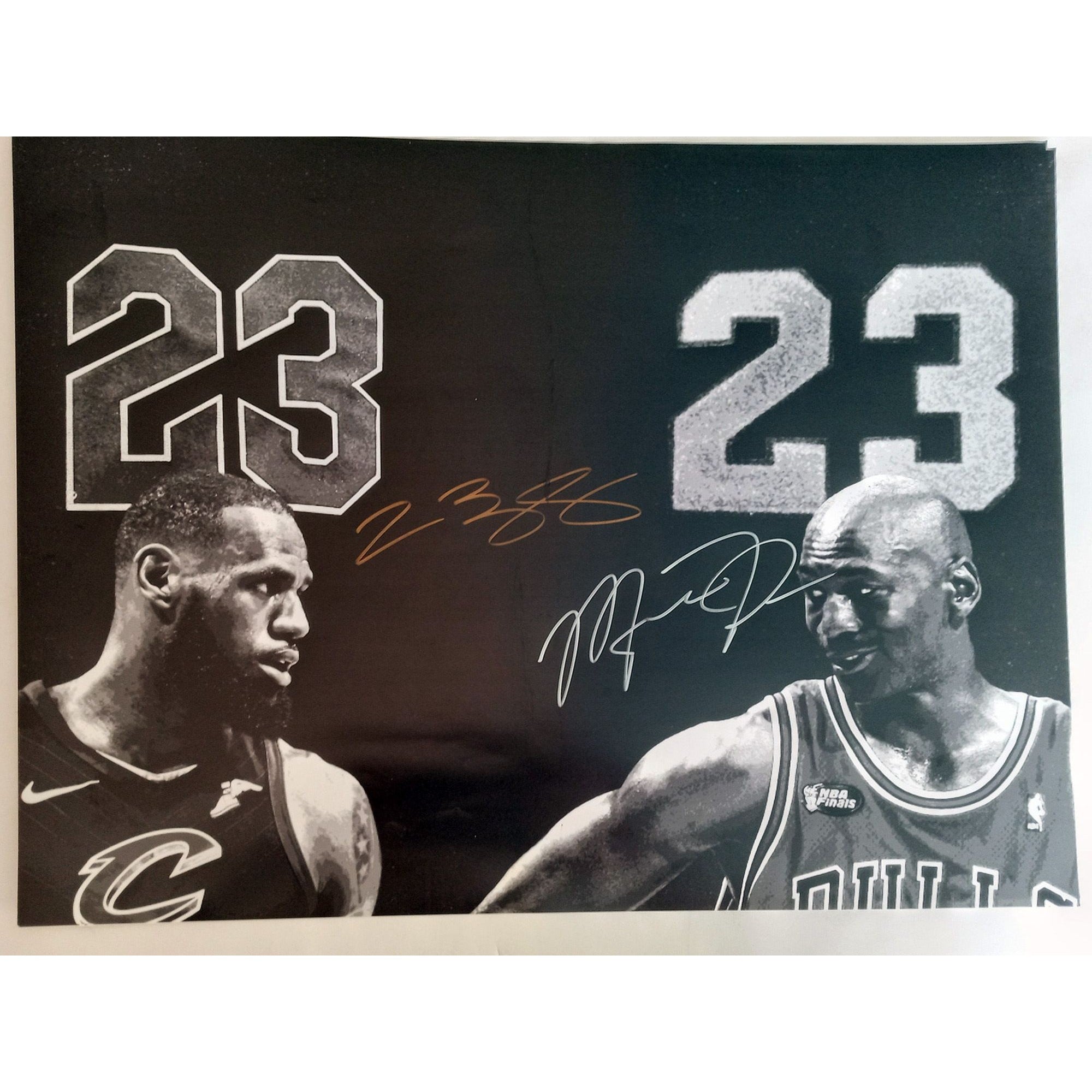 Michael Jordan and LeBron James 16 x 20 signed  with proof