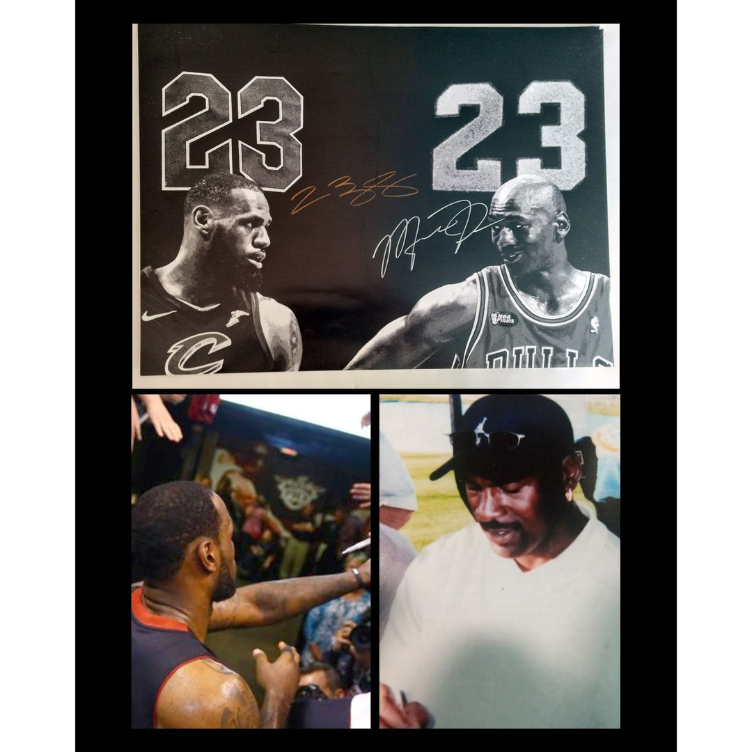 Michael Jordan and LeBron James 16 x 20 signed  with proof