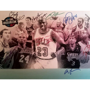 Michael Jordan Allen Iverson Ray Allen Reggie Miller Willis Reed Kobe Bryant 11 by 14 photo signed