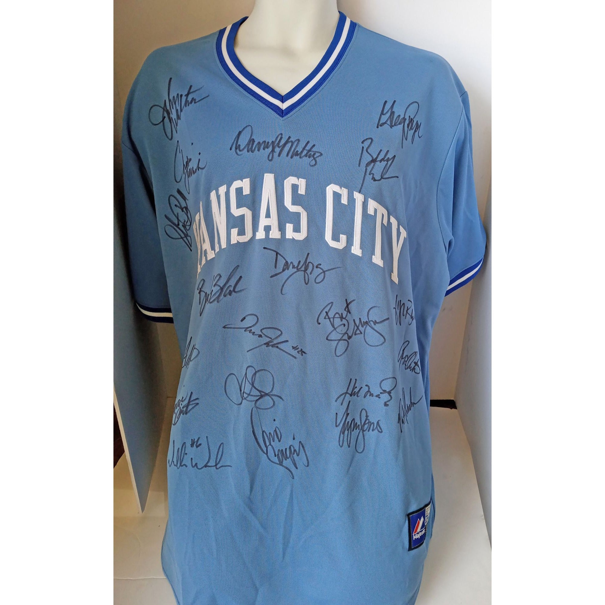 George Brett Autographed and Framed Blue Royals Jersey