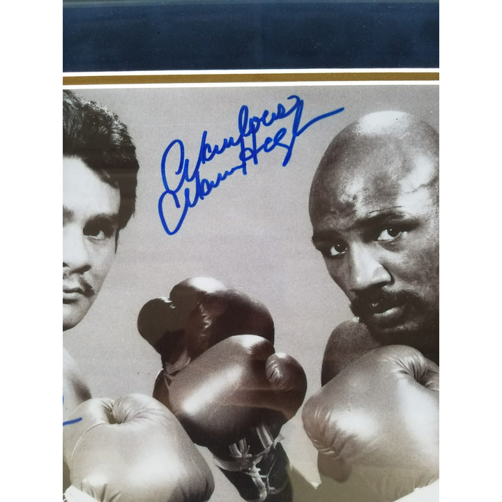 Marvin Hagler Roberto Duran 11x14 photo signed and framed with proof 24x20