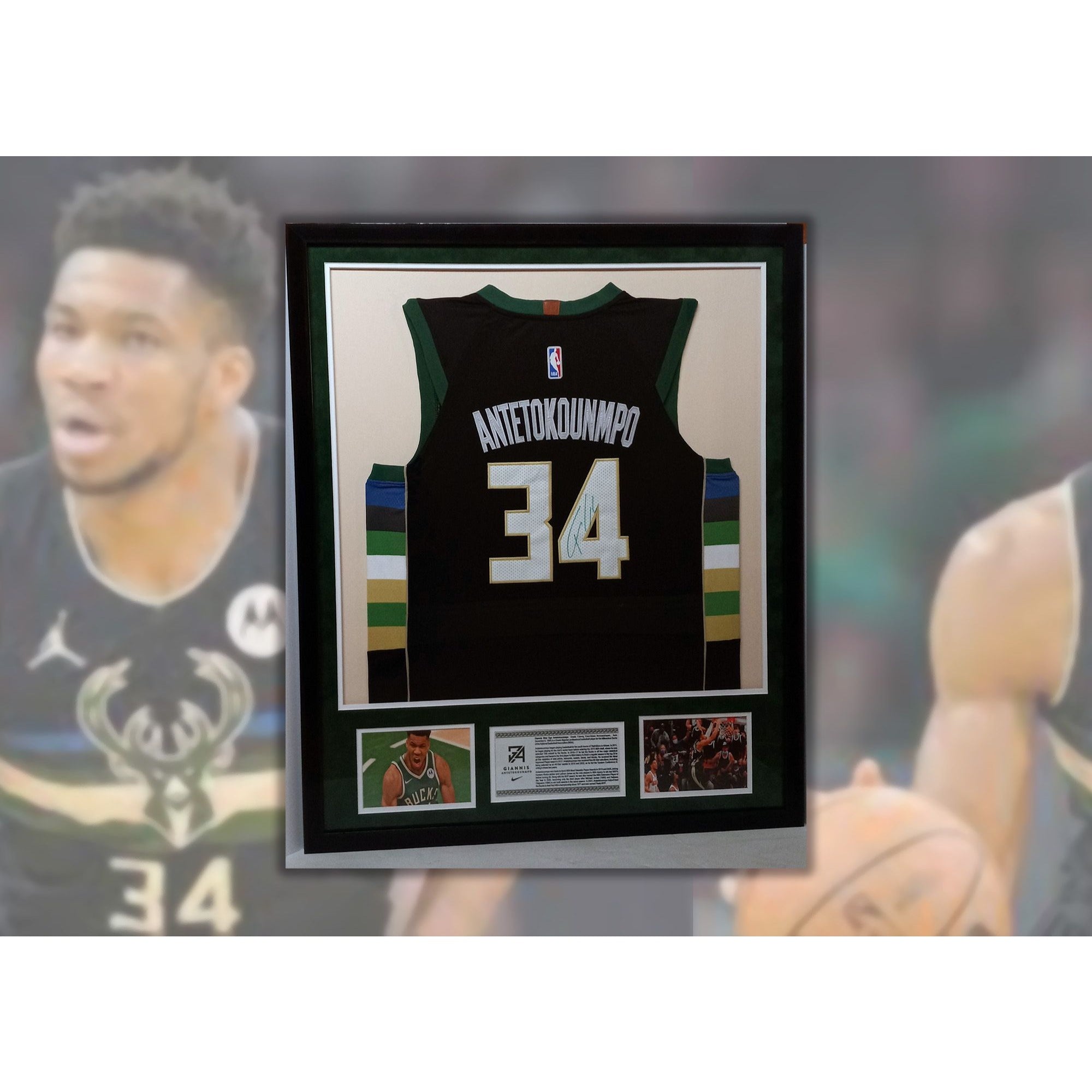 Giannis Antetokounmpo Autographed and Framed Milwaukee Bucks Jersey