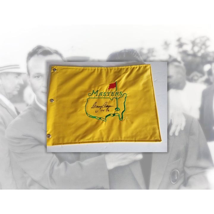 Gary Player signed and inscribed Masters Golf flag with proof