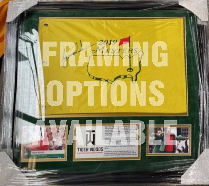 Tiger Woods 1997 Masters flag signed with proof - Awesome Artifacts 