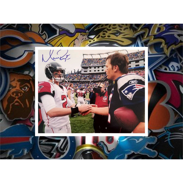 Matt Ryan and Tom Brady 8x10 photo signed