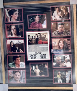 Sopranos James Gandolfini, David Chase, Michael Imperioli, Edie Falco cast signed and framed with proof