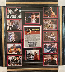 Quentin Tarantino, Uma Thurman, John Travolta, Pulp Fiction cast signed and framed photo collection with proof