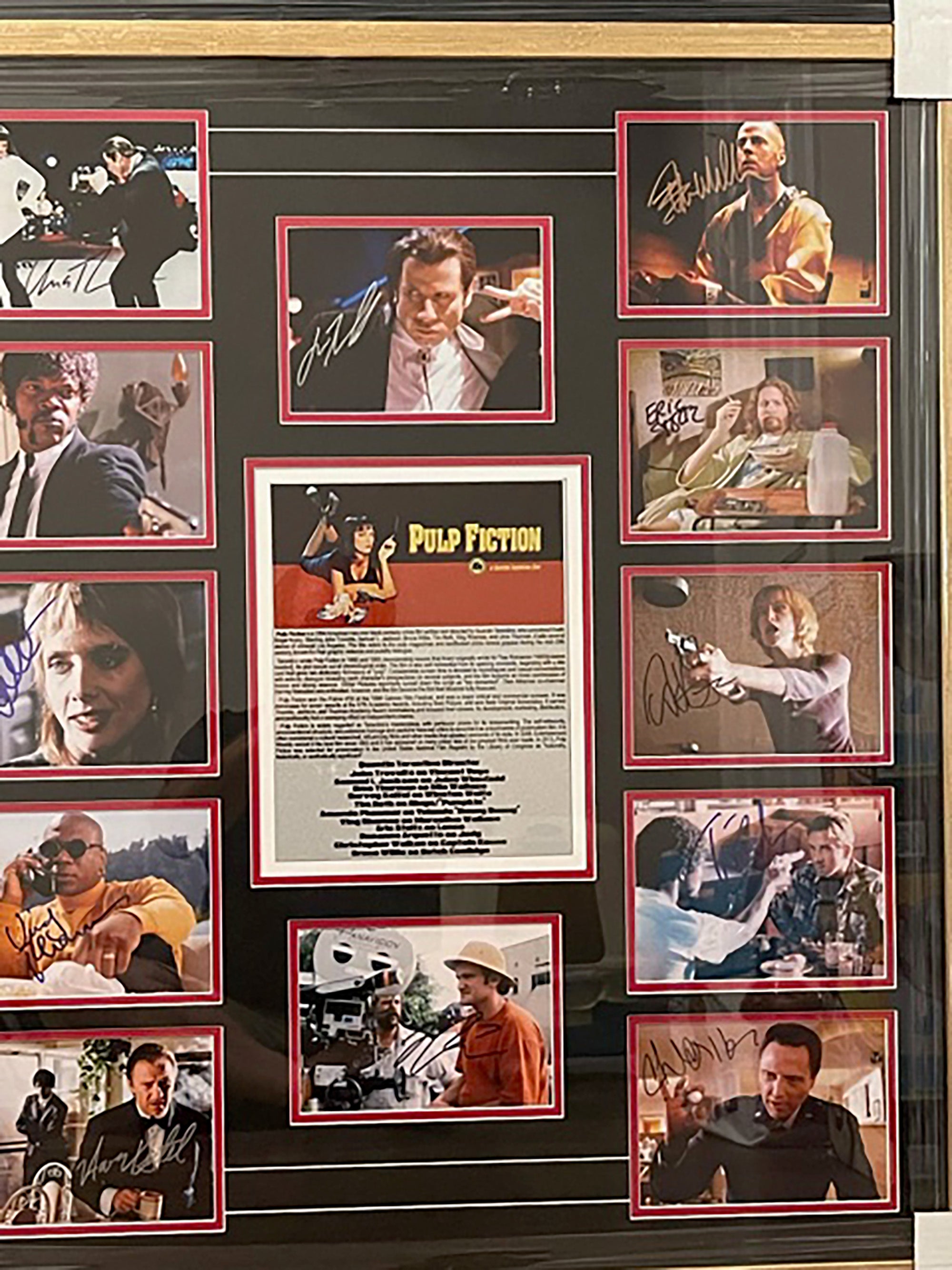 Quentin Tarantino, Uma Thurman, John Travolta, Pulp Fiction cast signed and framed photo collection with proof