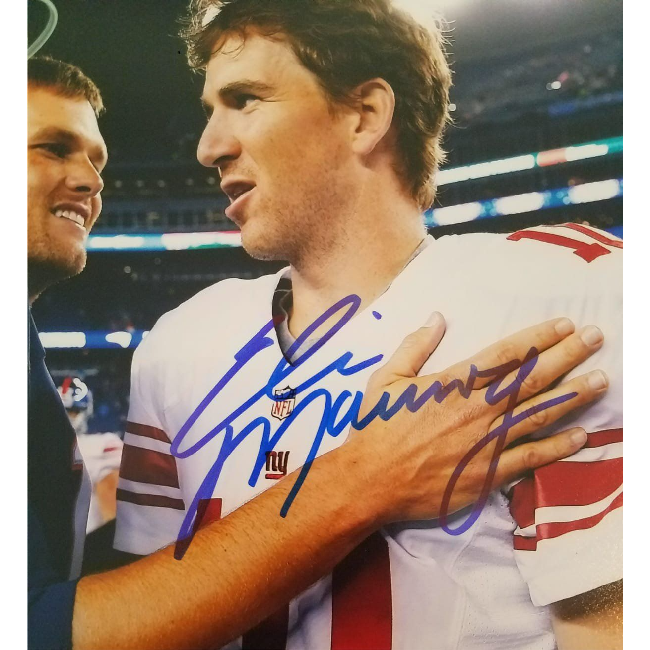 Eli Manning and Tom Brady 8x10 photo signed with proof
