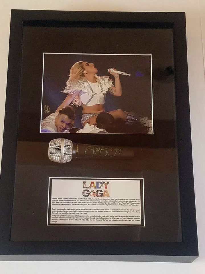 Lady Gaga signed and framed microphone with proof - Awesome Artifacts 