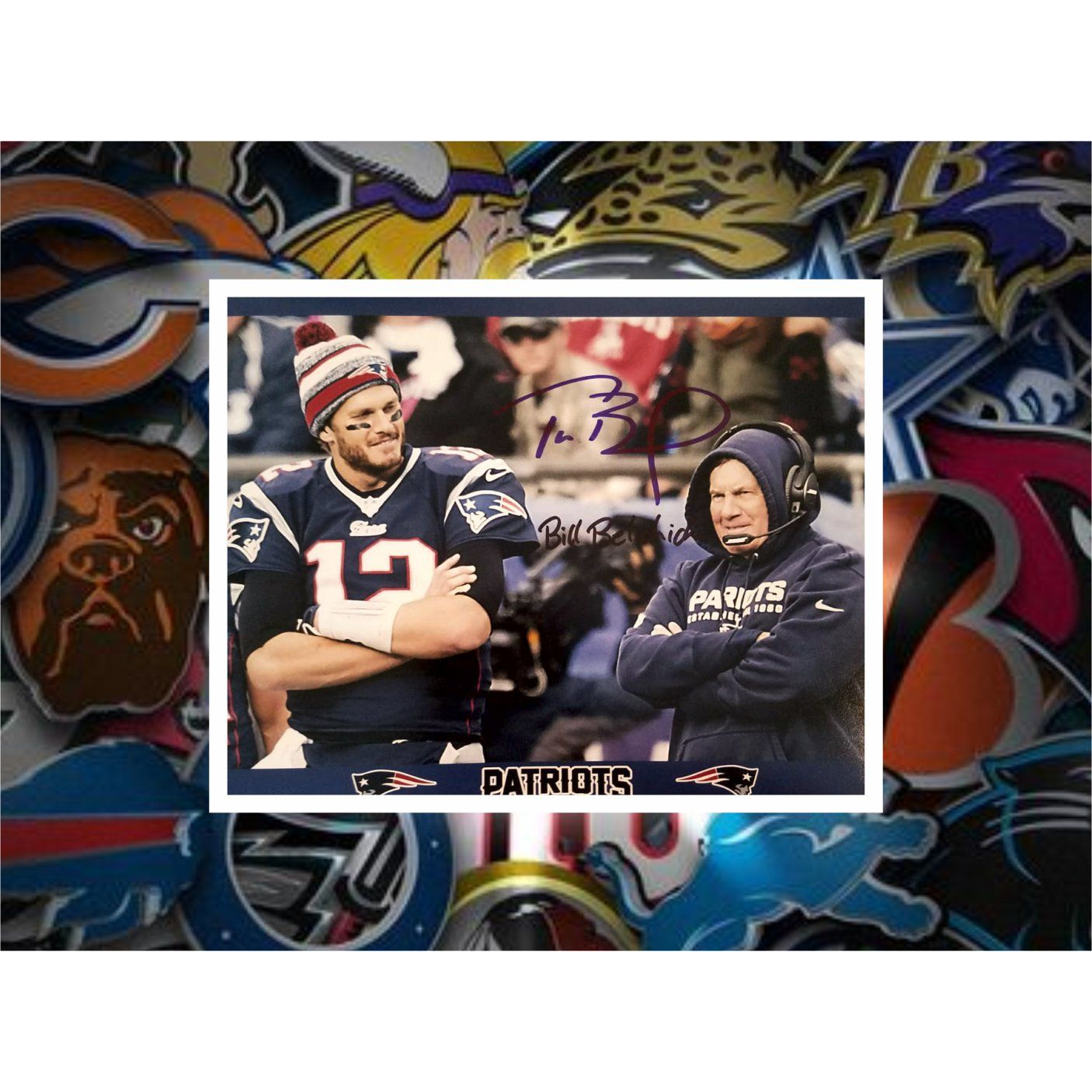 Bill Belichick and Tom Brady 8x10 photo signed with proof