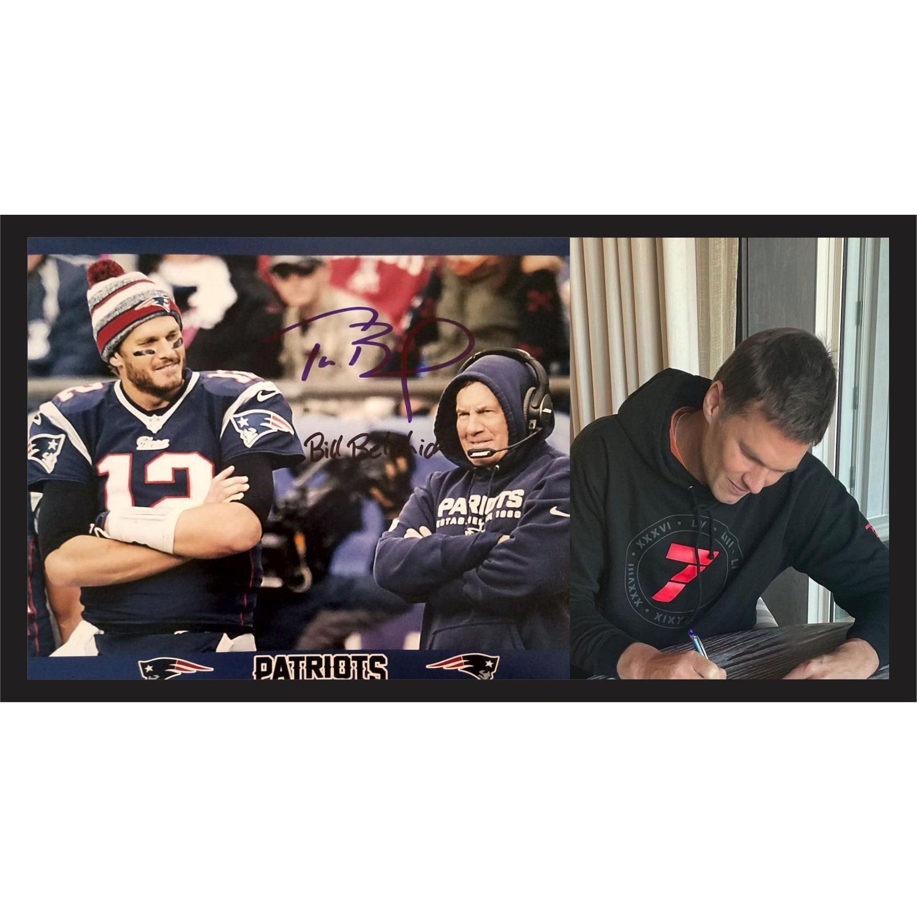Bill Belichick and Tom Brady 8x10 photo signed with proof