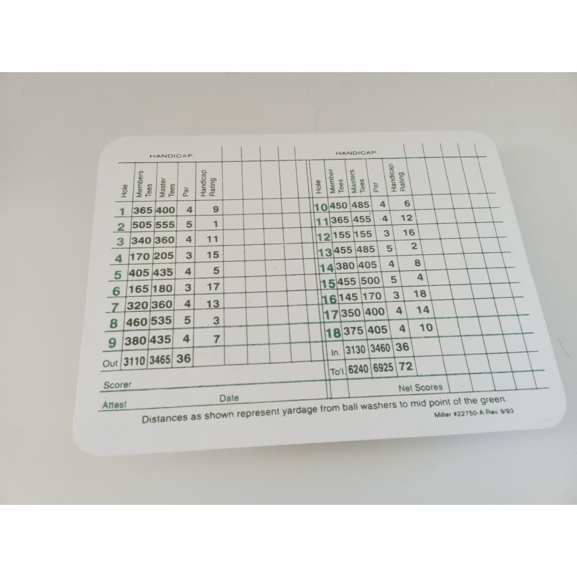 Sergio Garcia Masters golf scorecard signed with proof