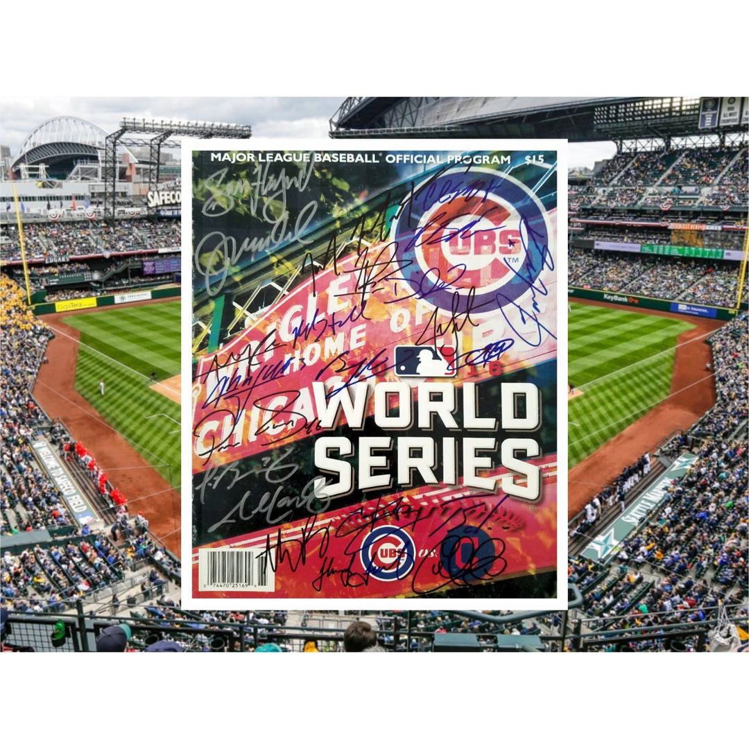 Chicago Cubs 2016 World Series program signed with proof team signed