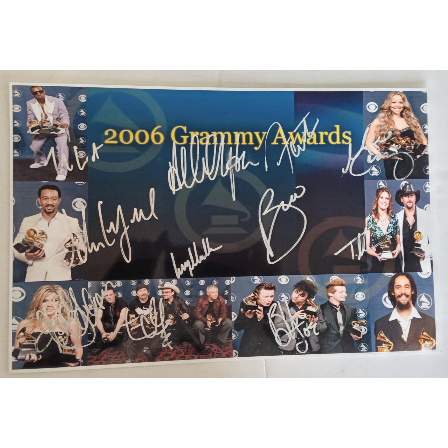 Kanye West Bono Billie Joe Armstrong the edge 2006 Grammy Award winners signed photo