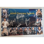 Load image into Gallery viewer, Kanye West Bono Billie Joe Armstrong the edge 2006 Grammy Award winners signed photo
