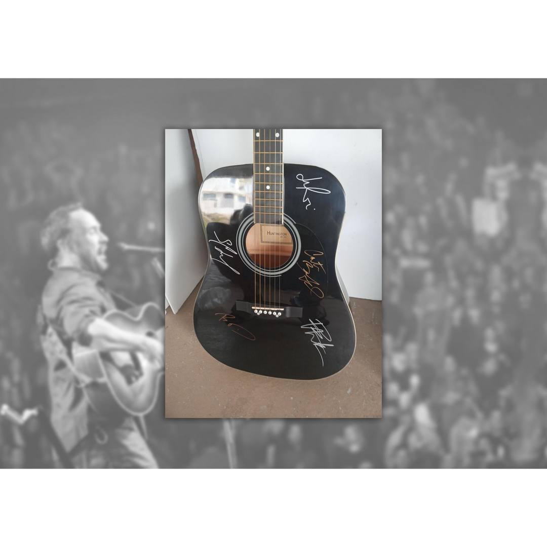 Dave Matthews, LeRoi Moore , Boyd Tinsley, Stephan Lessard, Carter Buford 39-in Huntington acoustic guitar signed with proof