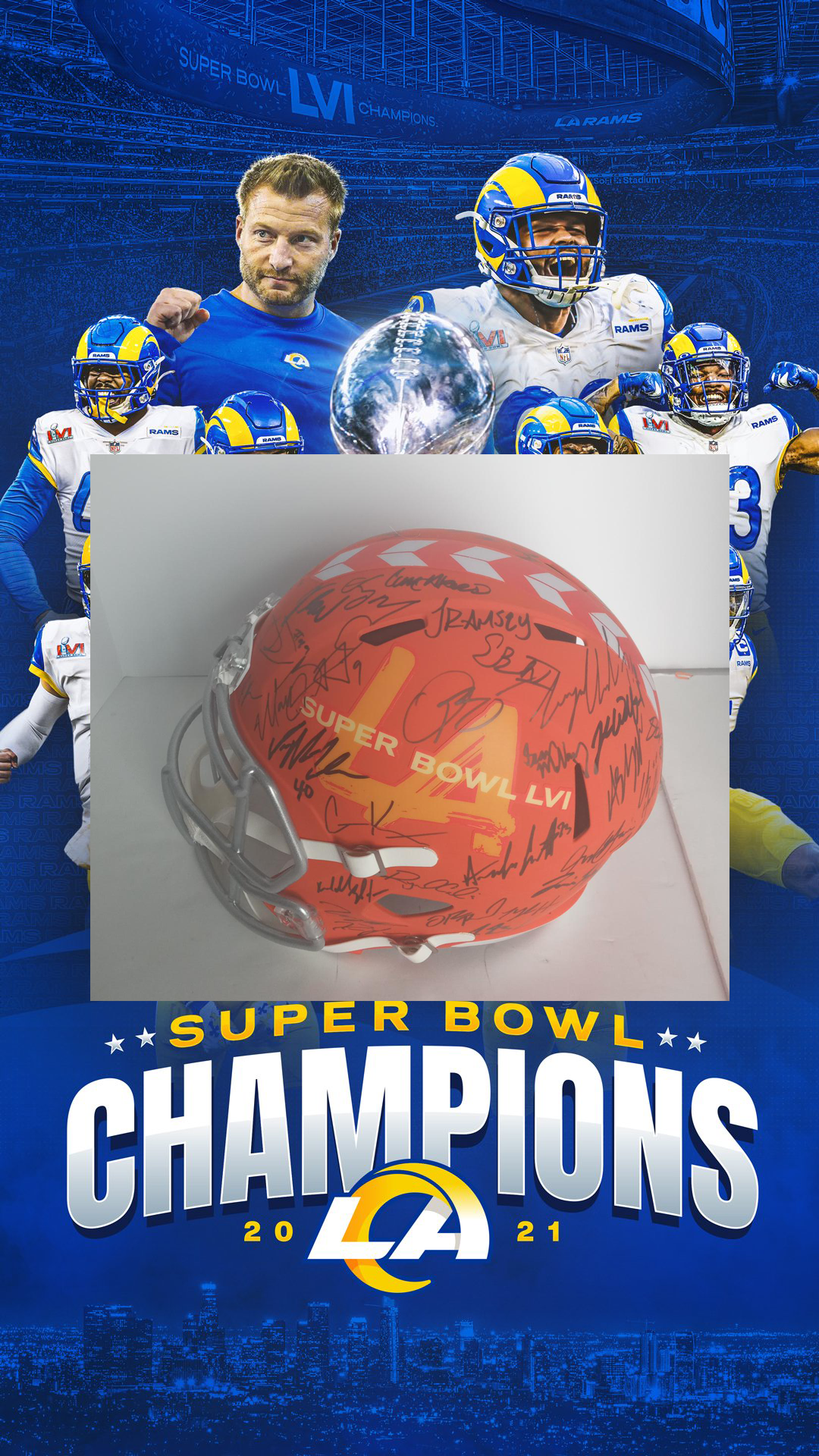 Los Angeles Rams 2021-22 team signed speed Super Bowl Riddell helmet –  Awesome Artifacts