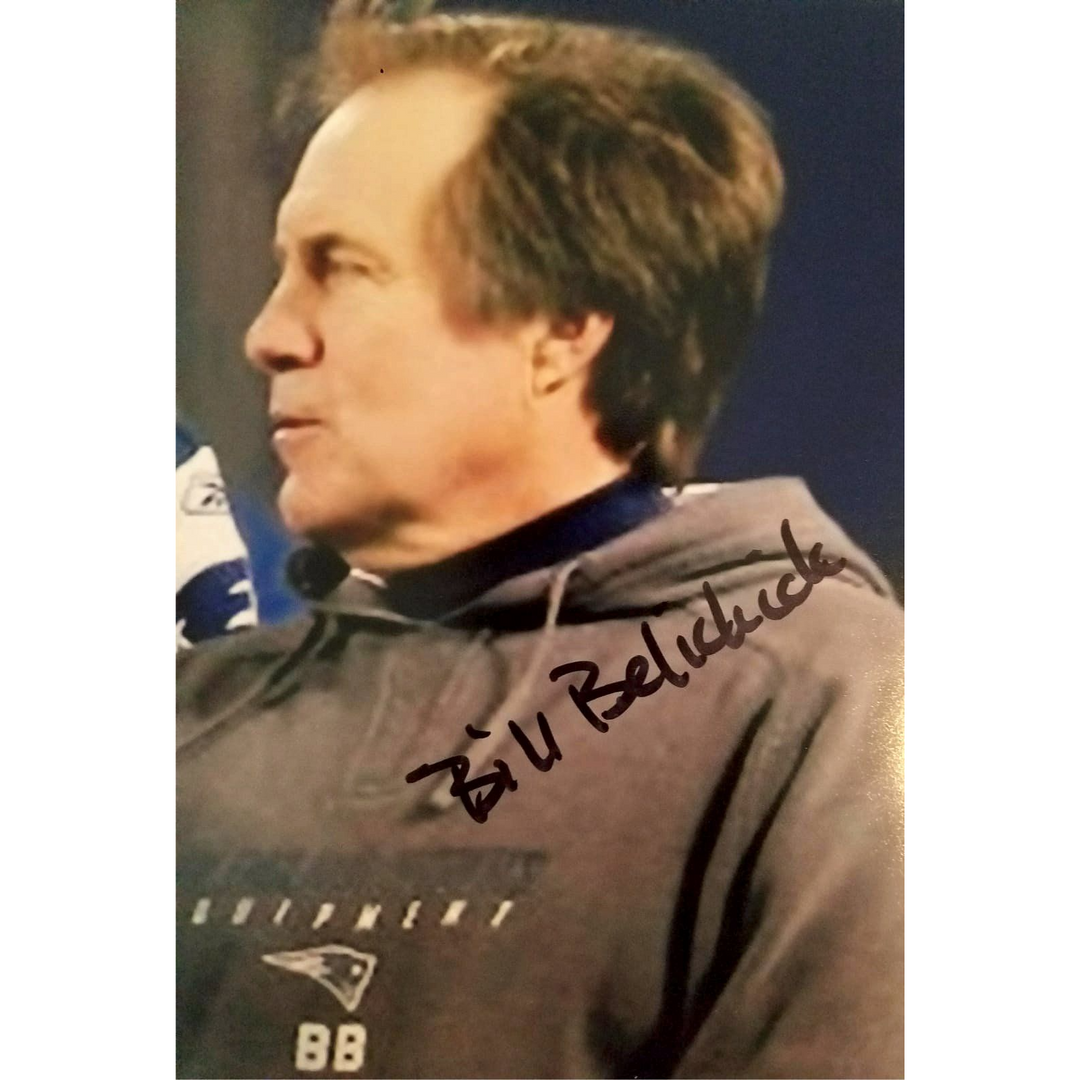 New England Patriots Tom Brady and Bill Belichick 8x10 photo signed with proof