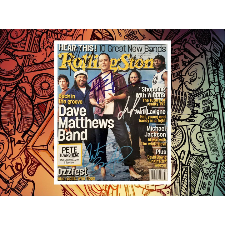 Dave Matthews LeRoi Moore Stephan Lessard Boyd Tinsley Carter Beauford  DMB Rolling Stone magazine signed with proof