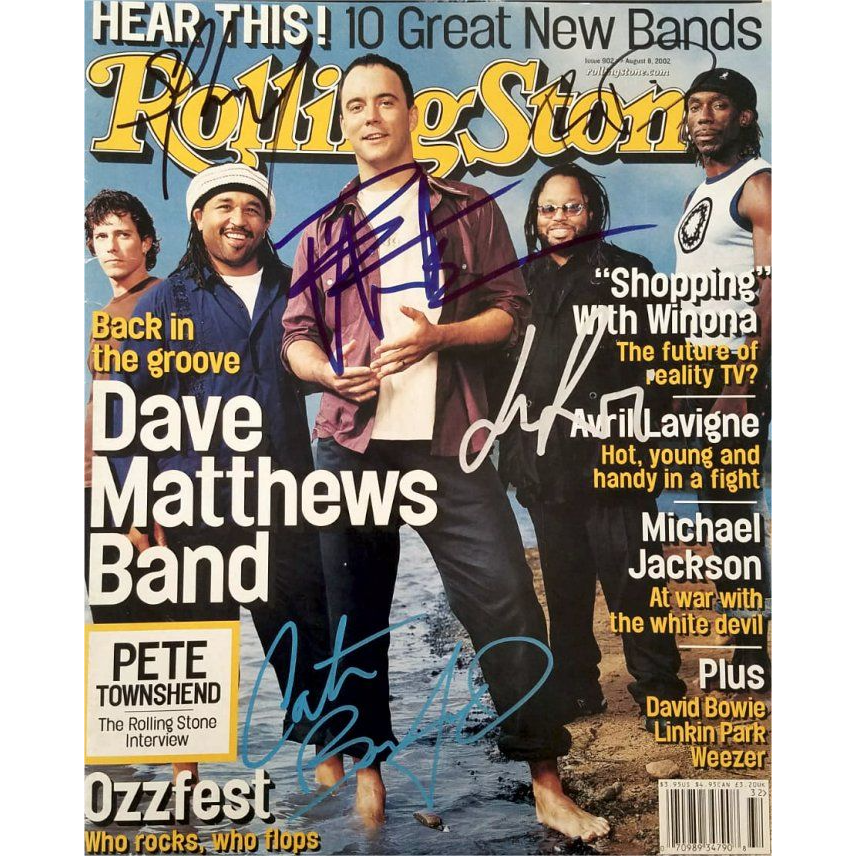 Dave Matthews LeRoi Moore Stephan Lessard Boyd Tinsley Carter Beauford  DMB Rolling Stone magazine signed with proof