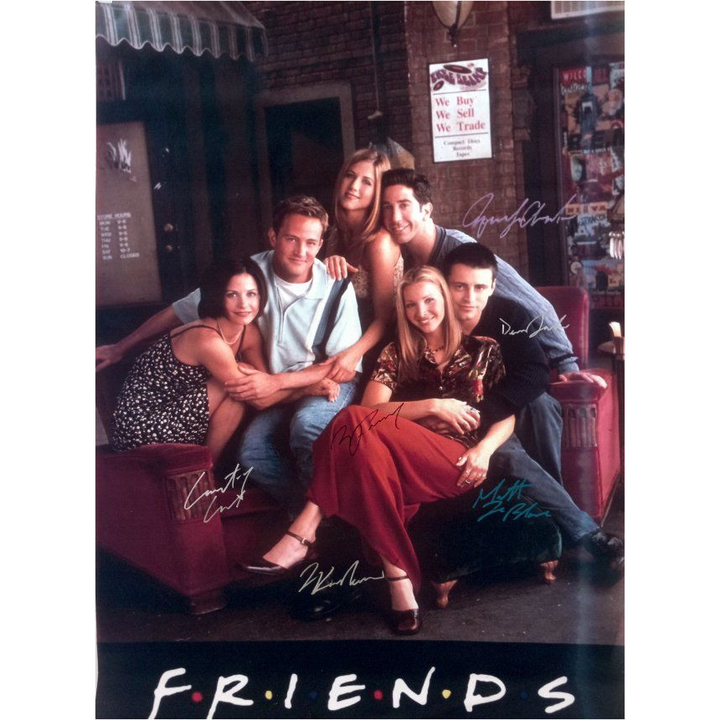 Friends canvas poster 36x24 Jennifer Aniston, Lisa Kudrow, David Schwimmer, Courtney Cox signed with proof